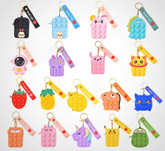 Neue Rainbow Mickey Mini Bag Push Pop Puzzle Bubble Fidget It Spielzeug